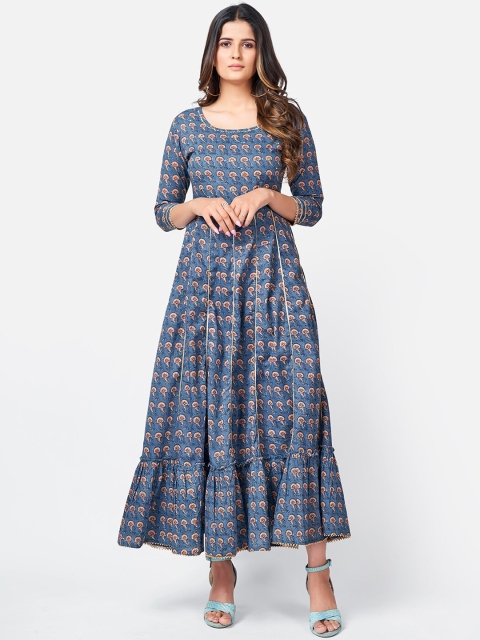 

KALINI Women Blue Ethnic Motifs Printed Anarkali Kurta
