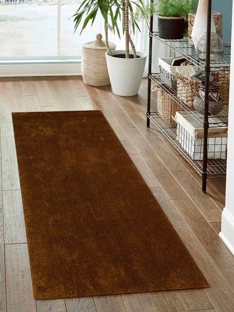 

OBSESSIONS Brown Solid Non-Shedding Single Floor Runner