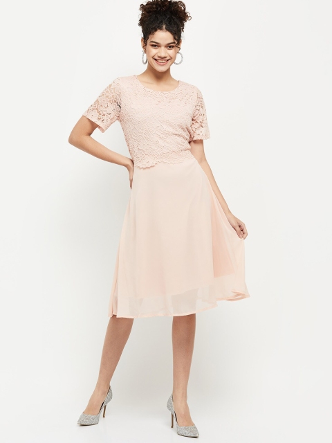 

max Pink Self Design Dress