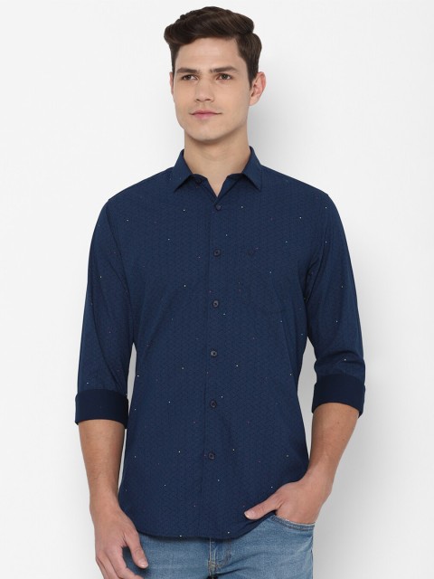 

Allen Solly Men Navy Blue Slim Fit Printed Cotton Casual Shirt