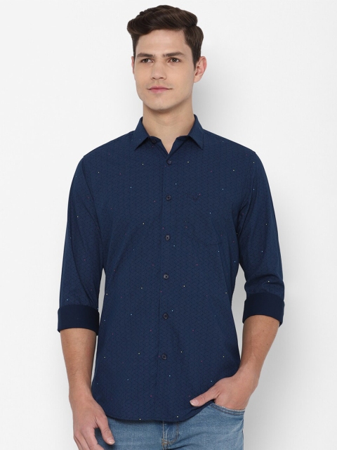 

Allen Solly Men Navy Blue Slim Fit Printed Pure Cotton Casual Shirt