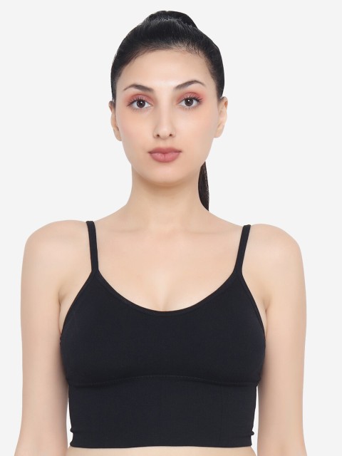 

XOXO Design Black Cotton Removable Padding Non-Wired Sports Bra