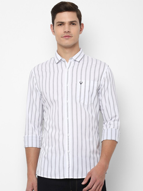 

Allen Solly Sport Men White Slim Fit Striped Pure Cotton Casual Shirt