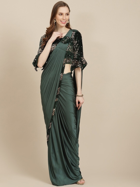 

Grancy Green Sequinned Ready to Wear Saree