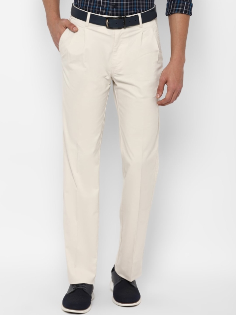 

Allen Solly Men Cream-Coloured Pleated Trousers