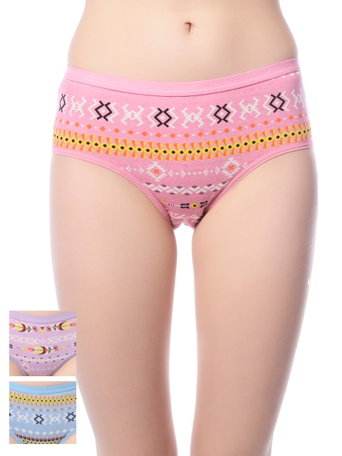 

Lady Lyka Women Pack of 3 Printed Hipster Briefs OSCAR-26, Pink
