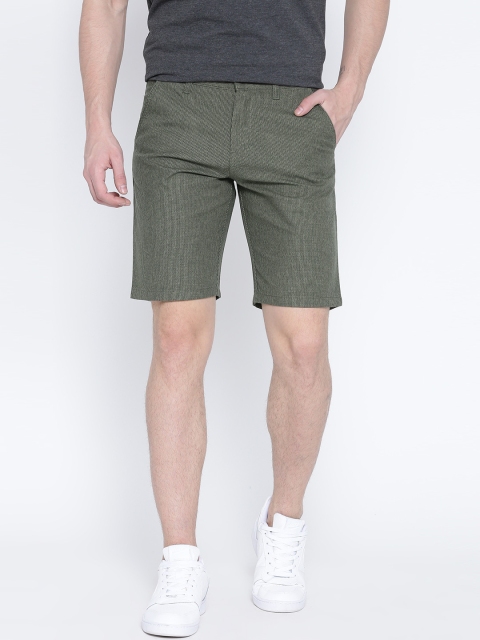 

American Crew Men Olive Green Patterned Shorts