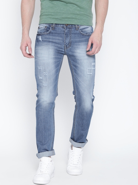 

American Crew Men Blue Mid-Rise Mildly Distressed Jeans