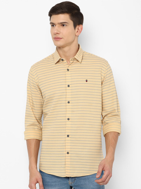 

Louis Philippe Sport Men Orange Slim Fit Horizontal Stripes Striped Casual Shirt