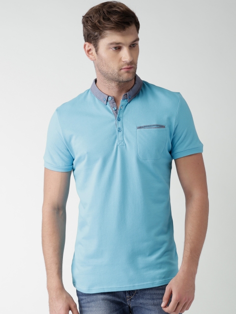 

Celio Men Blue Solid Slim Fit Polo T-shirt