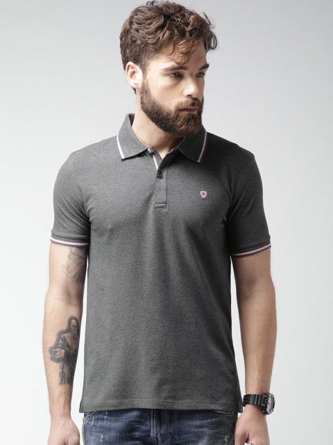 Celio Men Charcoal Grey Solid Polo T-shirt available at myntra for Rs.974