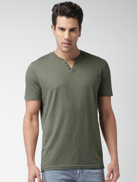 

Celio Men Olive Green Henley T-shirt