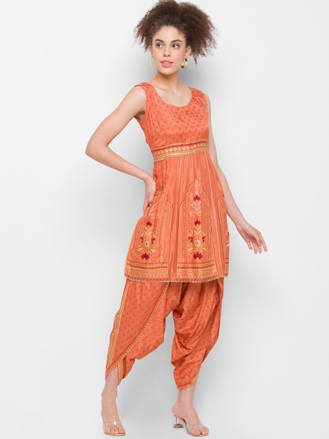 

ZOLA Women Rust Embroidered Empire Kurta Set