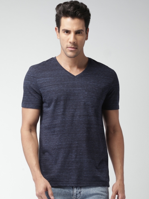 

Celio Men Navy Blue Self-Designed T-Shirt