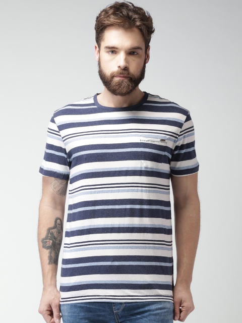 

Celio Men Blue Striped T-Shirt