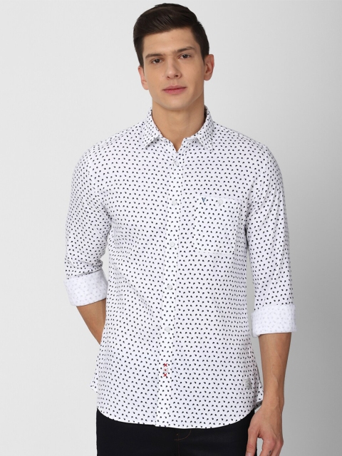 

VAN HEUSEN DENIM LABS Men White Slim Fit Printed Casual Shirt