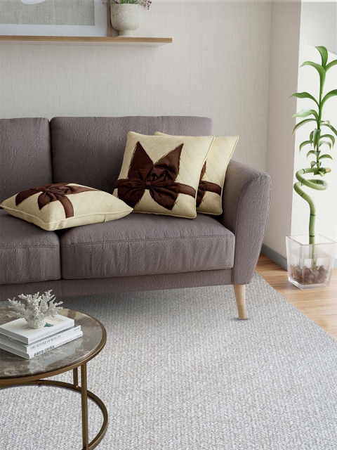 

JAIPUR FABRIC Set Of 3 Brown & Cream Bow Tie Printed Square Cushion Covers