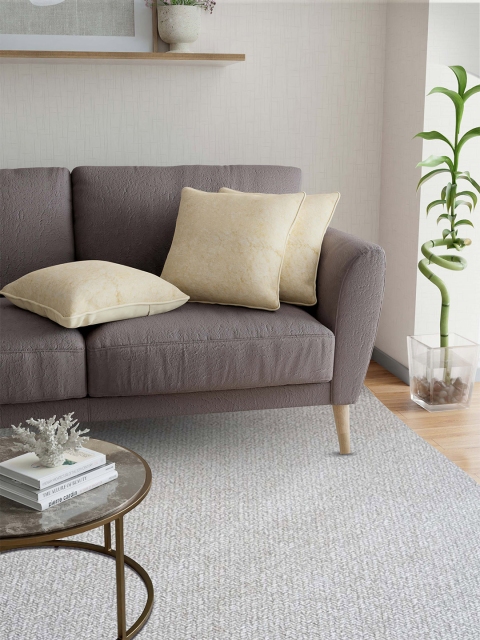 

JAIPUR FABRIC Cream-Coloured Set of 3 Velvet Square Cushion Covers