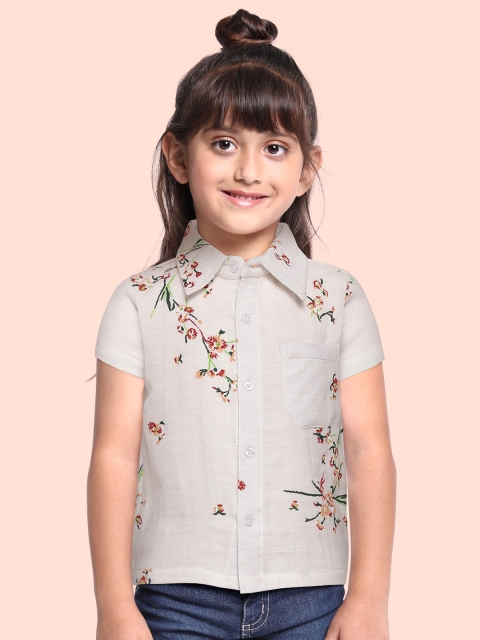 

GOJI Unisex Kids White Floral Printed Casual Shirt