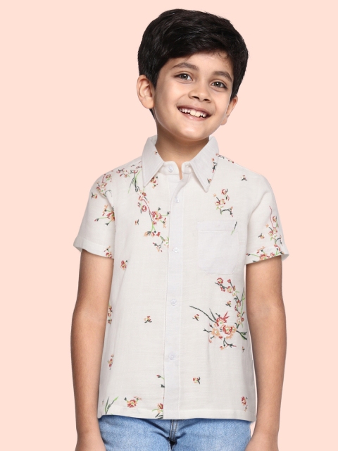 

GOJI Unisex Kids White Floral Printed Casual Shirt