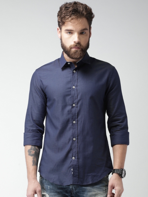 

Celio Men Navy Blue Slim Fit Casual Shirt