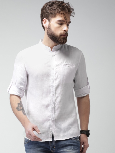 

Celio Men White Solid Pure Linen Regular Fit Casual Sustainable Shirt