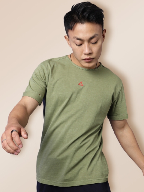 

KRA Men Olive Green Cotton Overdyed Wash T-shirt