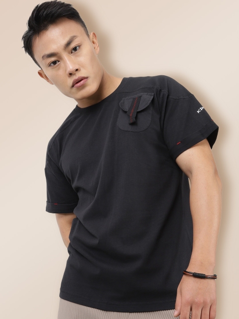 

KRA Men Black Pockets Cotton T-shirt
