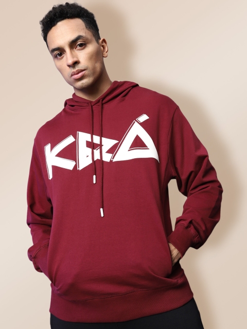 

KRA Men Maroon & White Printed Hooded Cotton Sweatshirt