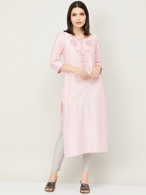 

Melange by Lifestyle Women Beige Embroidered Chikankari Kurta