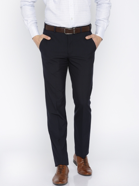 

Park Avenue Men Navy Blue Super Slim Fit Formal Trousers