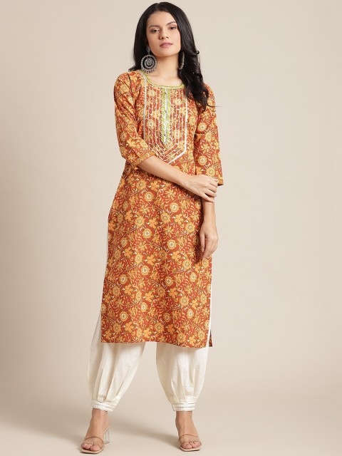 

Varanga Women Mustard Yellow Ethnic Motifs Printed Kurta