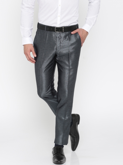 

Parx Men Blue Regular Fit Solid Formal Trousers