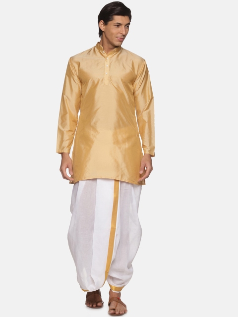 

Sethukrishna Men Beige Angrakha Kurti with Dhoti Pants