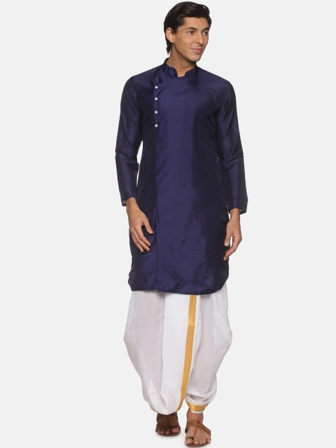 

Sethukrishna Men Navy Blue Kurti with Dhoti Pants