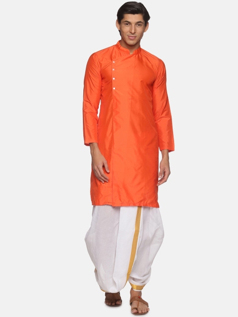 

Sethukrishna Men Orange Kurta with Dhoti Pants