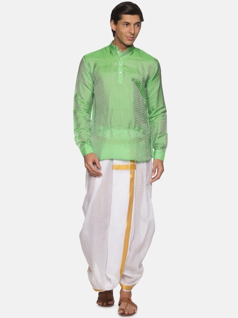 

Sethukrishna Men Green Printed Kurti with Dhoti Pants