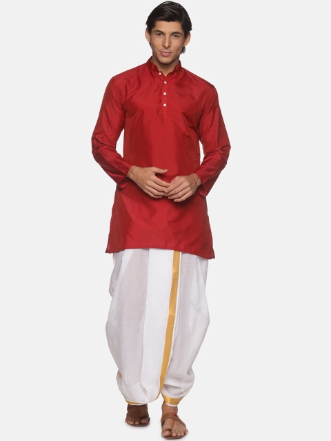 

Sethukrishna Men Maroon Kurti with Dhoti Pants