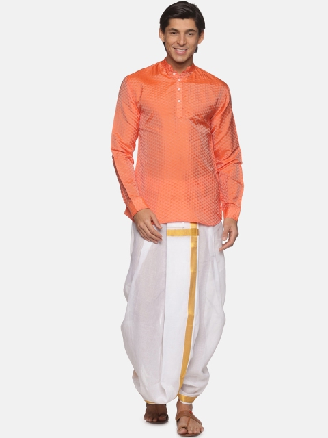 

Sethukrishna Men Orange Angrakha Kurta with Pyjamas