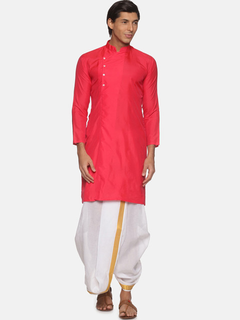 

Sethukrishna Men Fuchsia Angrakha Kurta with Dhoti Pants