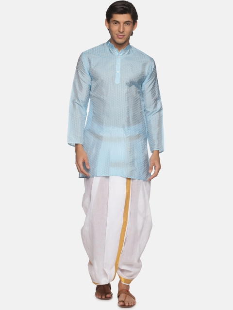 

Sethukrishna Men Blue Kurta with Dhoti Pants