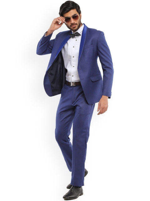 

V-Mart Men Blue Solid Pure Cotton Single-Breasted 2-Piece Formal Suits