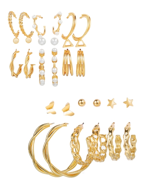 

Vembley Women Gold-Toned Contemporary Combo of 15 Pair Earrings