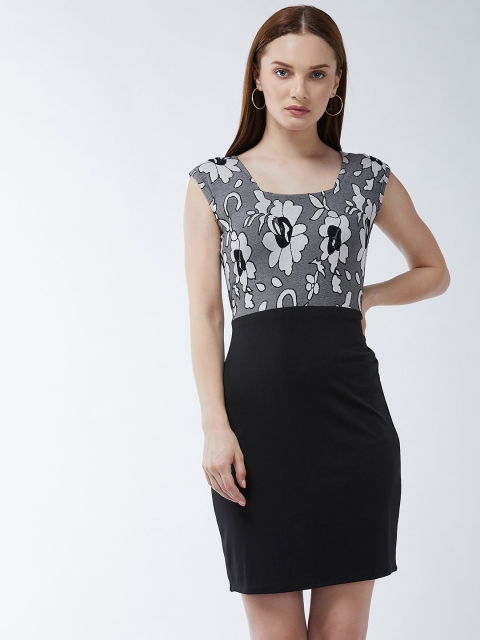 

Purple Feather Grey Floral Sheath Dress