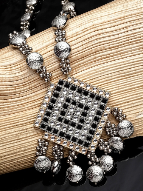 

KARATCART Black & Silver-Plated Oxidised Necklace