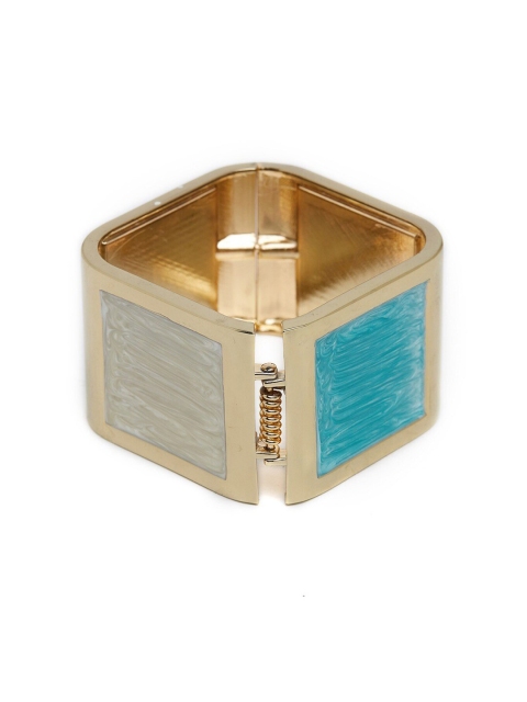 

Blisscovered Women Turquoise Blue & Gold-Toned Square Bangle-Style Bracelet