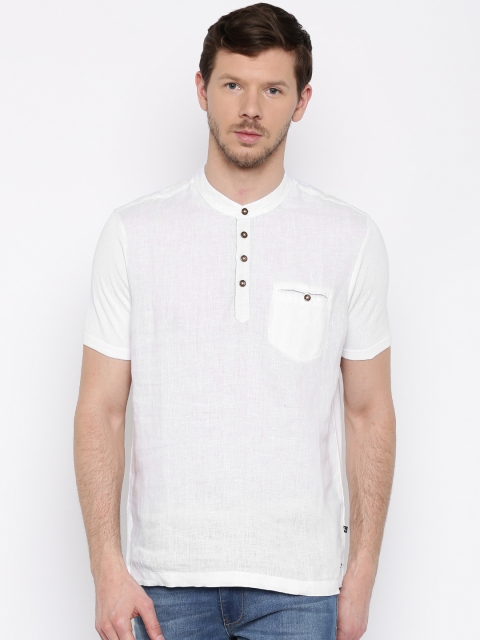 

Parx White Mandarin collar T-Shirt