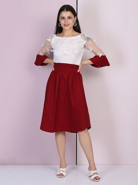 

BUY NEW TREND Women Maroon Floral Dress
