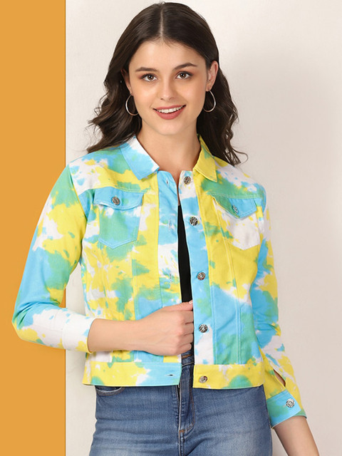 

BUY NEW TREND Women Multicoloured Floral Lightweight Crop Tailored Jacket with Embroidered, Multi