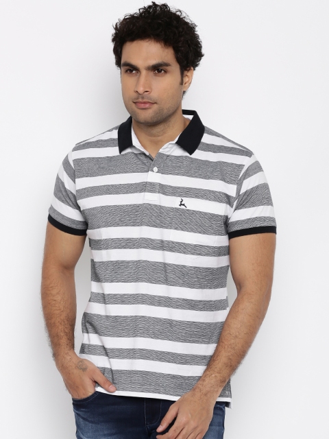 Parx Men Navy & White Striped Polo Collar T-shirt Parx Men Navy & White Striped Polo Collar T-shirt